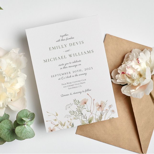 Wildflower Periwinkle Wedding Invitation (Creator Uploaded)