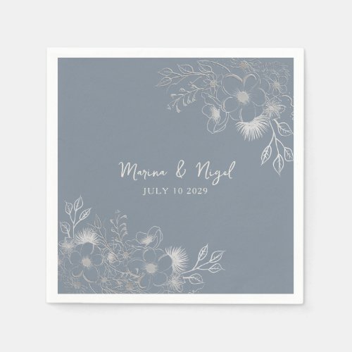 Wildflower Periwinkle Wedding Napkins