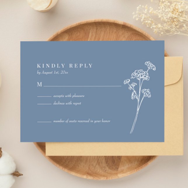 Wildflower Periwinkle Wedding RSVP Card (Creator Uploaded)