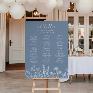 Wildflower Periwinkle Wedding Seating Sign
