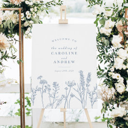 Wildflower Periwinkle Wedding Welcome Sign