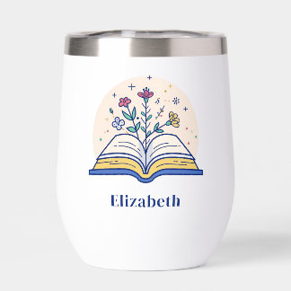Wildflower Personalized Book Club Thermal Wine Tumbler