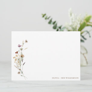 Wildflower Personalized Couples Names Stationery Note Card