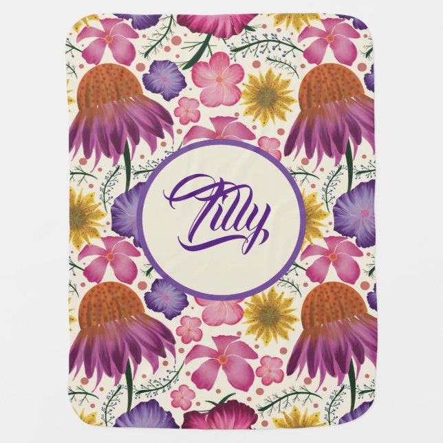 Wildflower Personalized Garden Baby Shower  Blanket (Front)