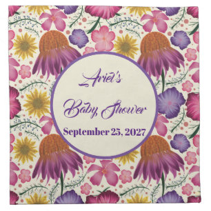 Wildflower Personalized Garden Baby Shower Cloth Napkin