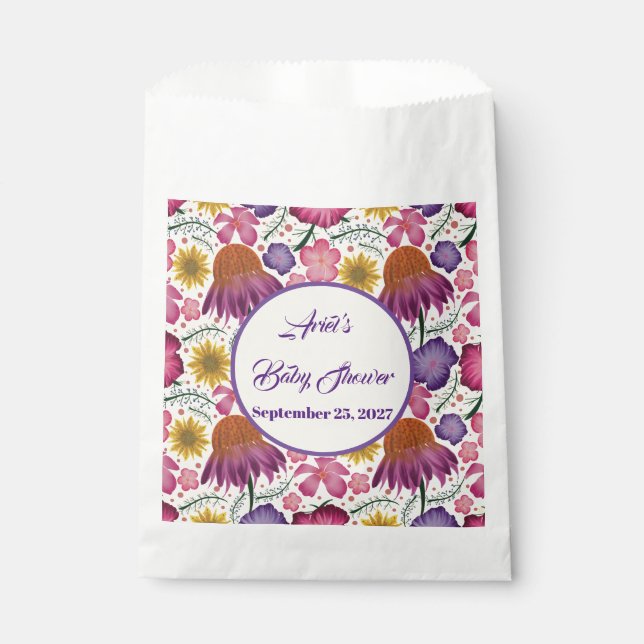 Wildflower Personalized Garden Baby Shower  Favor Bag (Front)
