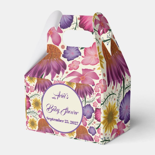 Wildflower Personalized Garden Baby Shower  Favor Boxes (Front Side)