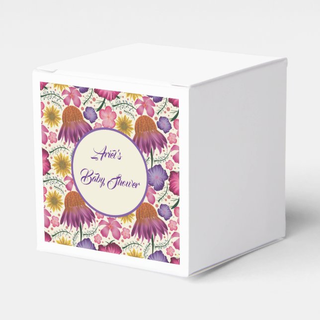 Wildflower Personalized Garden Baby Shower  Favor Boxes (Front Side)