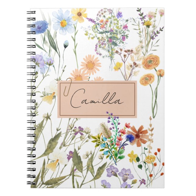 Wildflower Personalized Journal Customized Noteboo (Front)