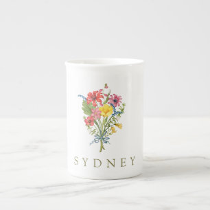 Wildflower personalized Name Bone China Mug