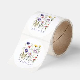  Wildflower Personalized Name Classic Round Sticker