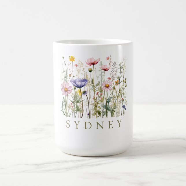 Wildflower personalized Name  Coffee Mug (Center)