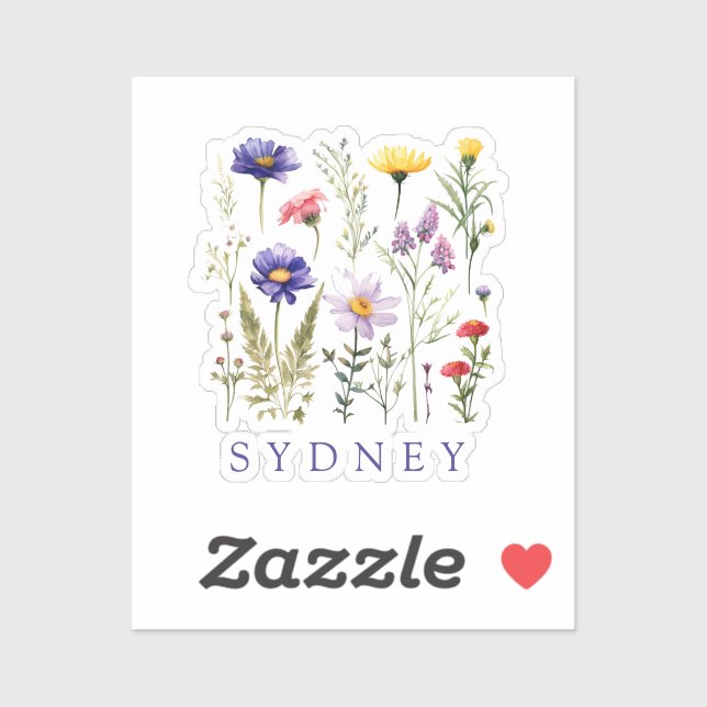  Wildflower Personalized Name Sticker (Sheet)