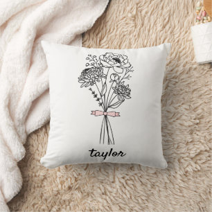Wildflower Personalized name Throw Pillow