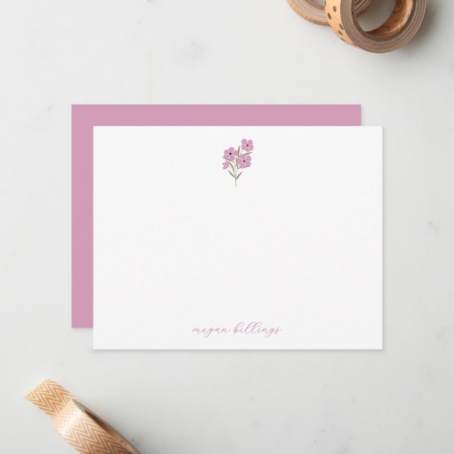 Wildflower Personalized Notecards - Thank You Card (Front/Back In Situ)