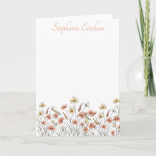 Wildflower Personalized Stationery Note Card