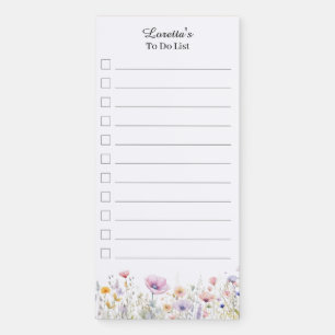 Wildflower Personalized To Do List Magnetic Notepad