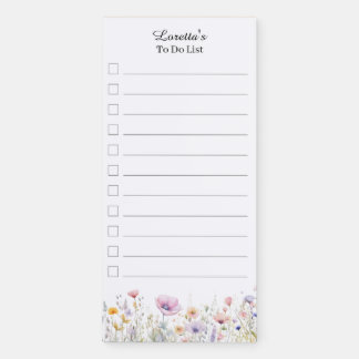 Wildflower Personalized To Do List Magnetic Notepad