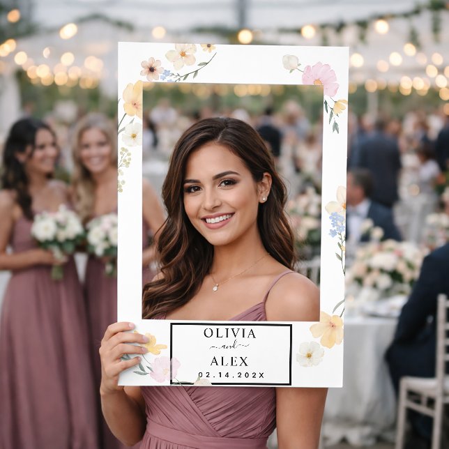 Wildflower Personalized Wedding Selfie Frame (Wedding)