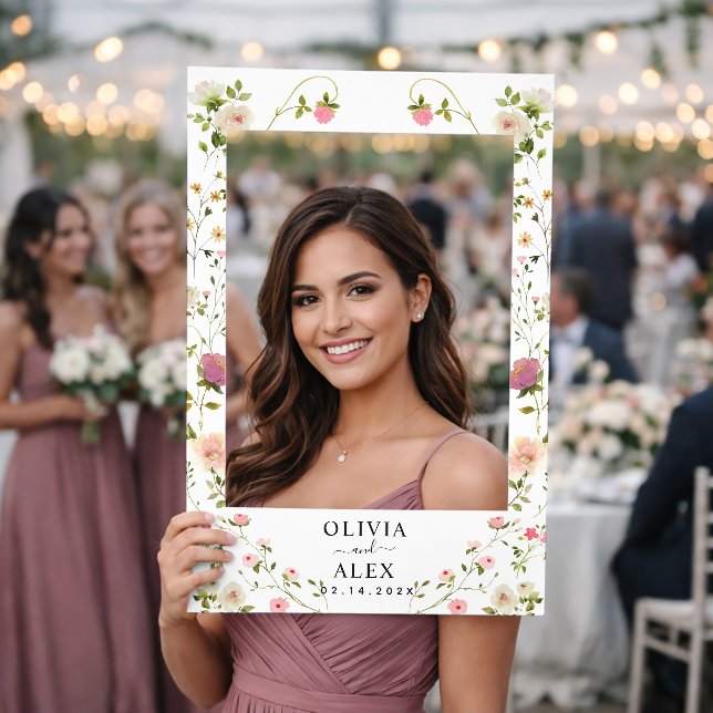 Wildflower Personalized Wedding Selfie Frame (Wedding)