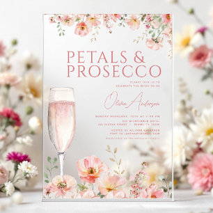 Wildflower Petals & Prosecco Blush Bridal Shower  Acrylic Invitations