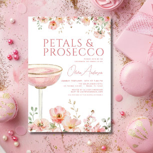 Wildflower Petals & Prosecco Blush Bridal Shower Invitation