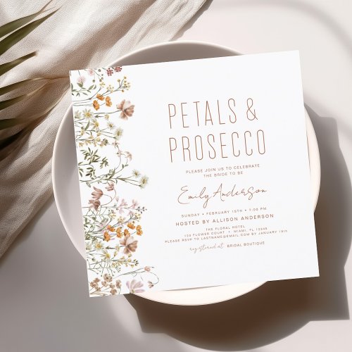 Wildflower Petals  Prosecco Bridal Shower Garden Invitation