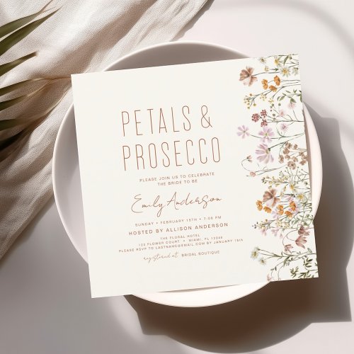 Wildflower Petals  Prosecco Bridal Shower Garden Invitation