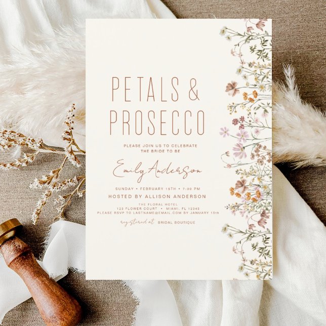 Wildflower Petals & Prosecco Bridal Shower Garden Invitation (Creator Uploaded)