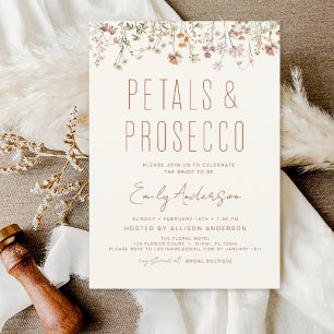 Wildflower Petals & Prosecco Bridal Shower Garden Invitation