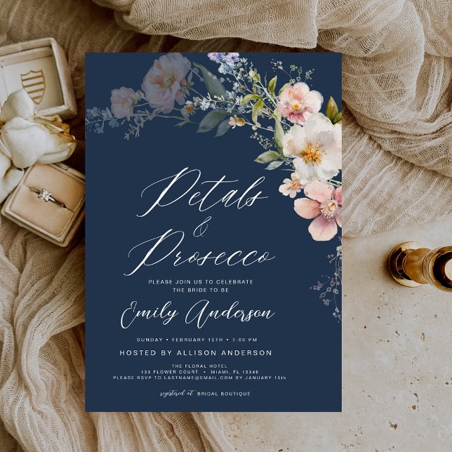 Wildflower Petals & Prosecco Bridal Shower Invitation (Creator Uploaded)