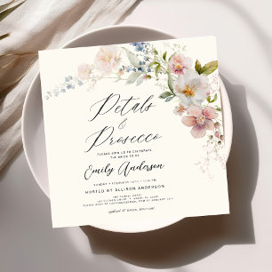 Wildflower Petals & Prosecco Bridal Shower Invitation