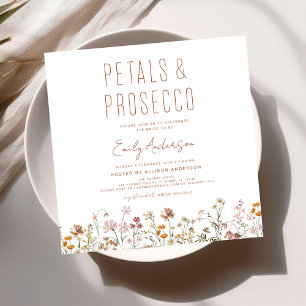 Wildflower Petals & Prosecco Bridal Shower  Invitation