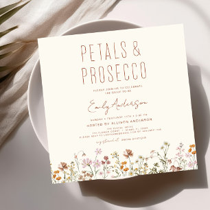 Wildflower Petals & Prosecco Bridal Shower  Invitation
