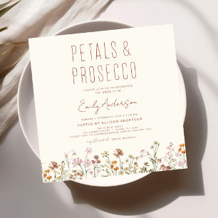 Wildflower Petals & Prosecco Bridal Shower Invitation