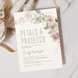 Wildflower Petals & Prosecco Bridal Shower Invitation