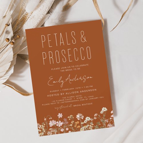 Wildflower Petals  Prosecco Bridal Shower  Invitation