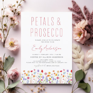 Wildflower Petals & Prosecco Bridal Shower Invitation