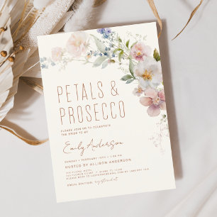 Wildflower Petals & Prosecco Bridal Shower Invitation