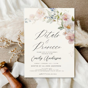 Wildflower Petals & Prosecco Bridal Shower Invitation