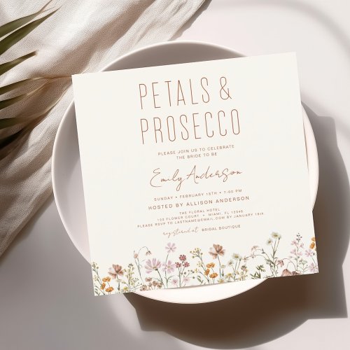 Wildflower Petals  Prosecco Bridal Shower  Invitation
