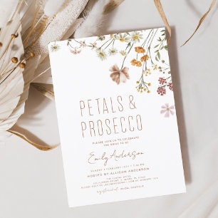 Wildflower Petals & Prosecco Bridal Shower Invitation