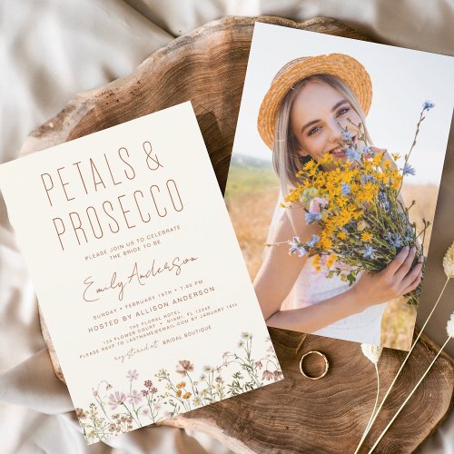 Wildflower Petals  Prosecco Bridal Shower Photo Flyer