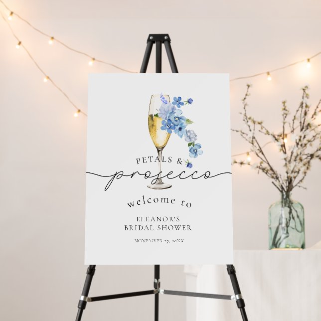 Wildflower Petals & Prosecco Bridal Shower Welcome Foam Board (In Situ (Stand))