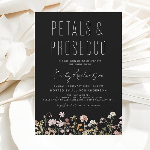 Wildflower Petals  Prosecco Invitation
