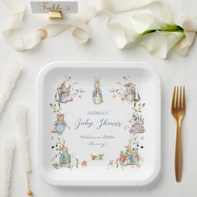 Wildflower Peter the Rabbit Baby Shower Large Paper Plates (Wedding)