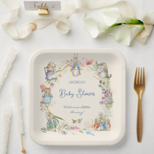 Wildflower Peter the Rabbit Baby Shower Large Paper Plates