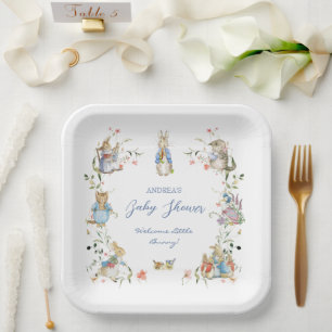 Wildflower Peter the Rabbit Baby Shower Large Paper Plates