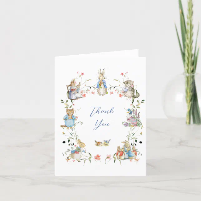 Wildflower Peter the Rabbit Baby Shower Thank You Card | Zazzle