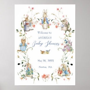 Wildflower Peter the Rabbit Baby Shower Welcome  Poster